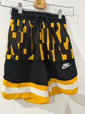 Nike Black & Yellow Graphic Kids Athletic Shorts